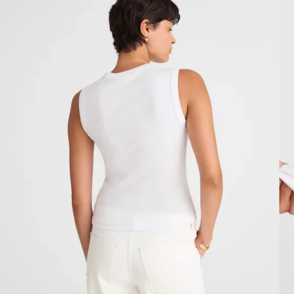 Madwell The '90s Crew Neck Tank in Compact Cotton NW935 Size M NWT White - Picture 2 of 7